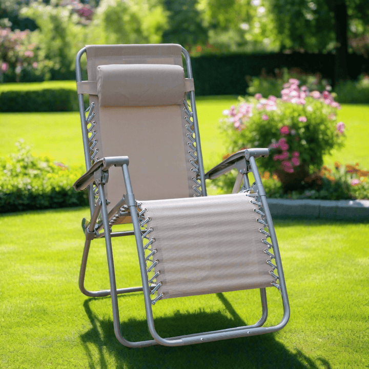 Garden Recliner Chair Taupe Zero Gravity Relaxer Recliner Chair