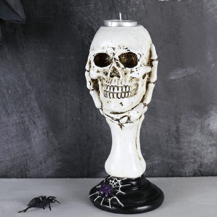 Skull Candle Holder Skeleton Hand Halloween Decoration 22cm