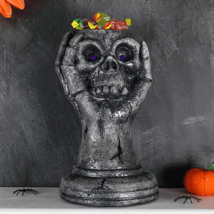 Light Up Skull Hand Candy Holder Halloween Decoration Grey 29cm