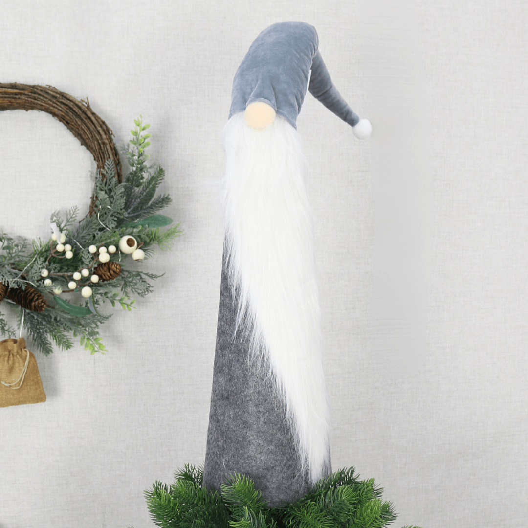 Gonk Christmas Tree Topper Grey White Festive Gnome 90cm