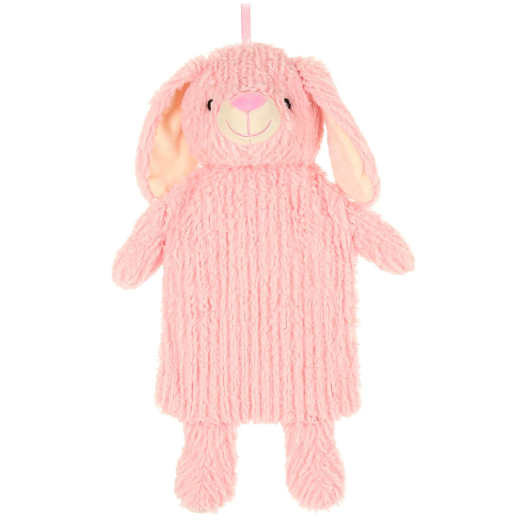 Animal Hot Water Bottle Soft Plush Padded Cover 1 Litre Pink Rabbit