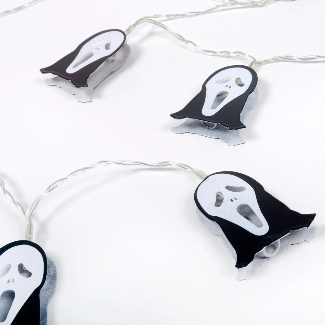 halloween ghost face metal string lights with clear wire