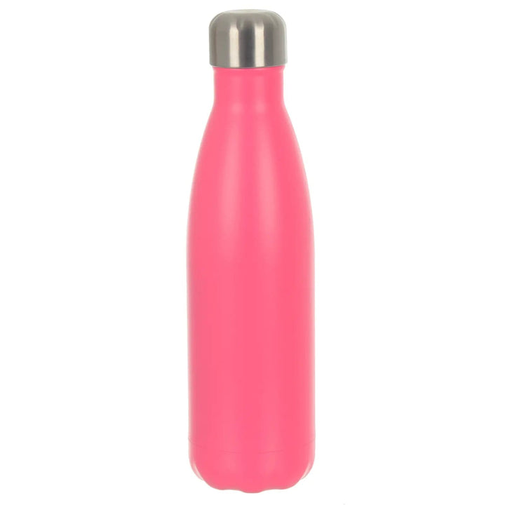 Bright pink insulated water bottle with stainless steel twist cap