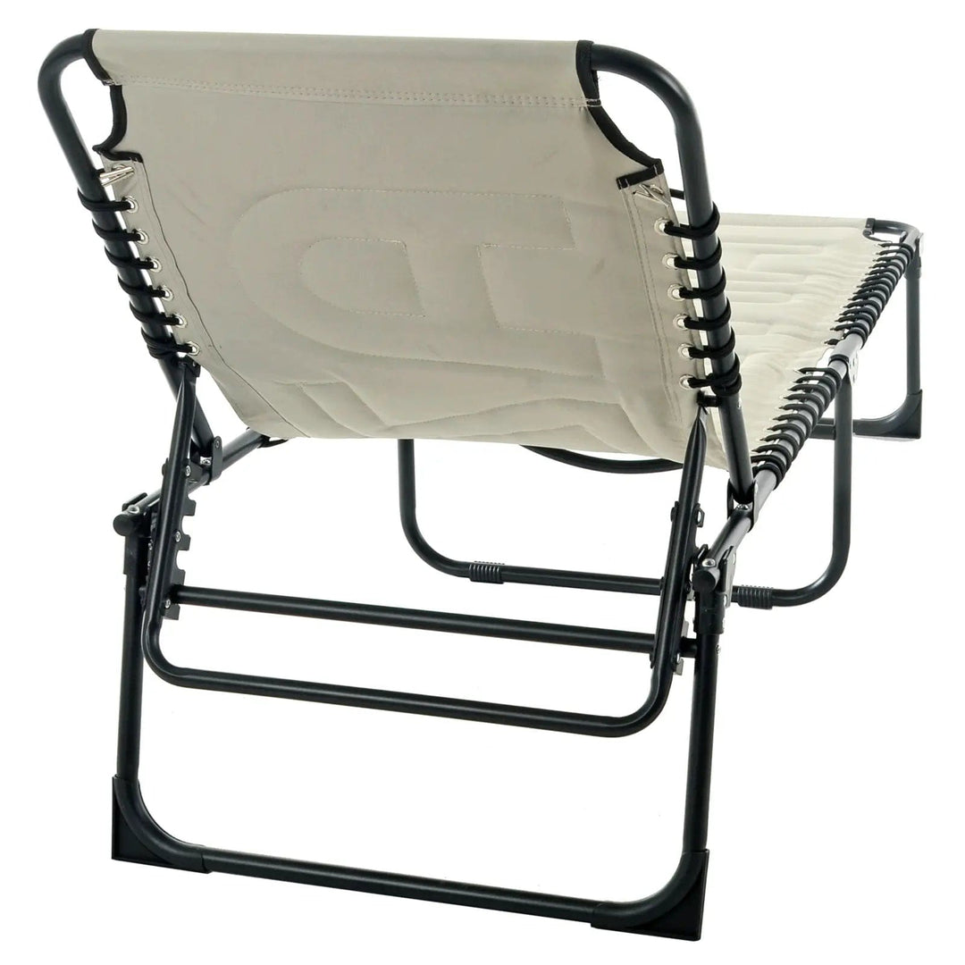 Back view of silver sun lounger showing mechanism to adjust the back rest