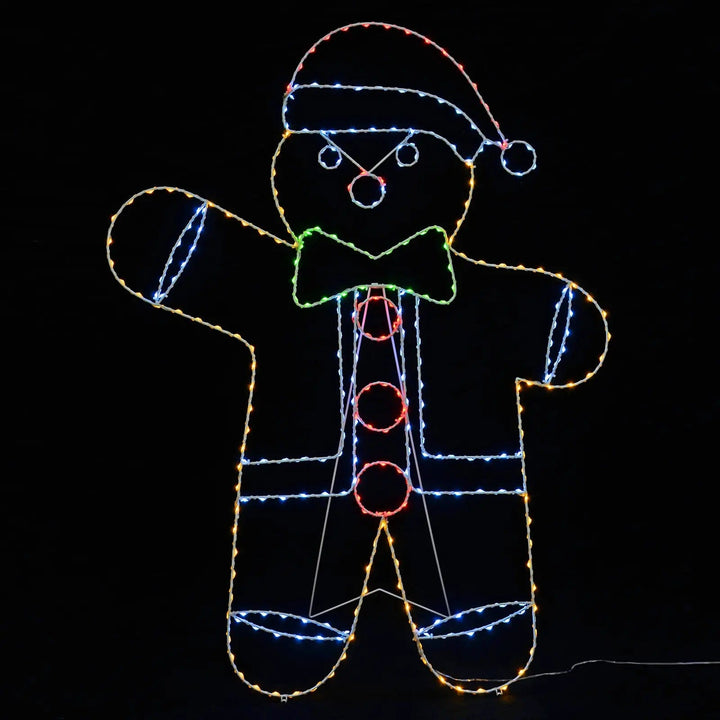 Large gingerbread man Christmas silhouette light decoration with stand for outdoor use