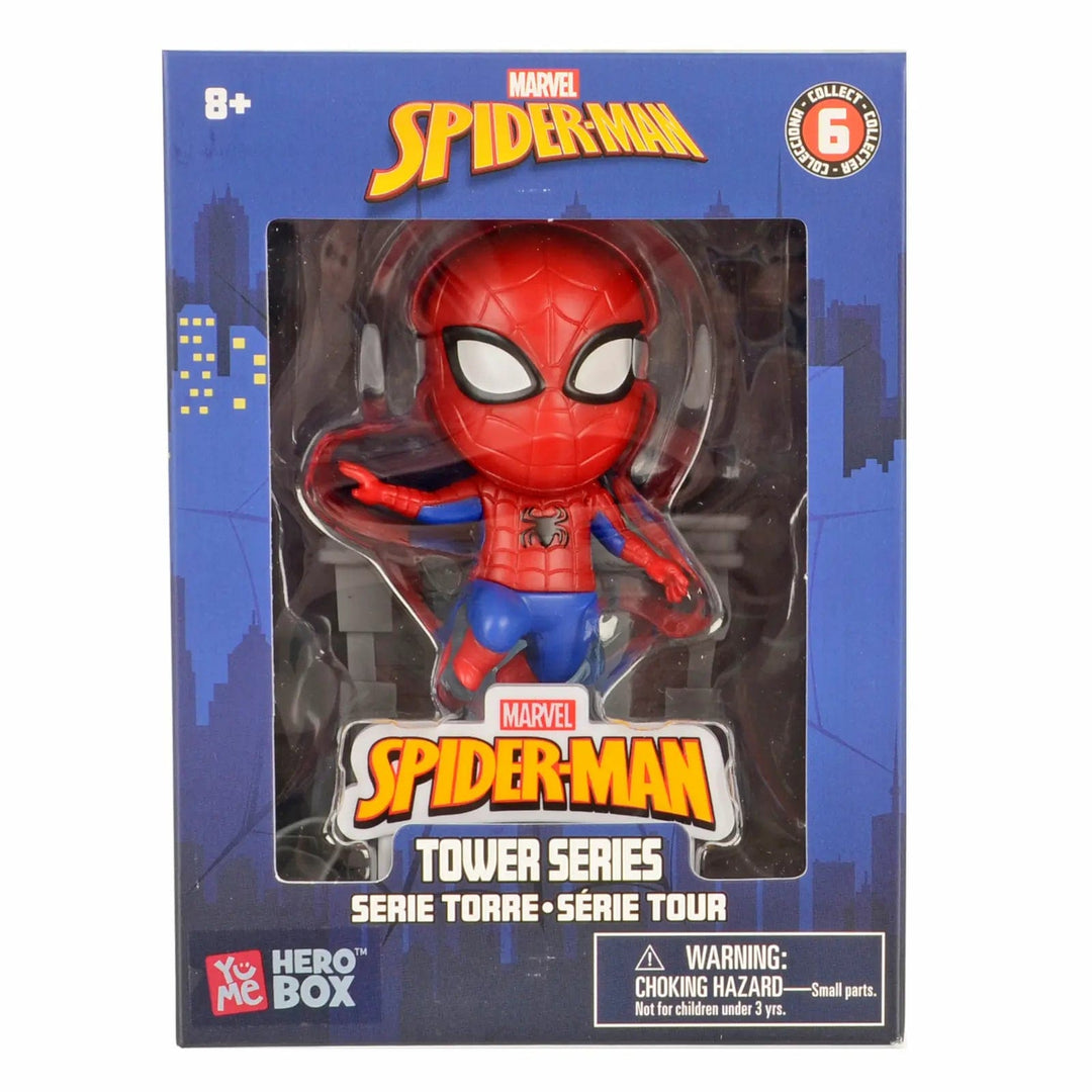 Spider-man tower series collectible figure in window box packaging