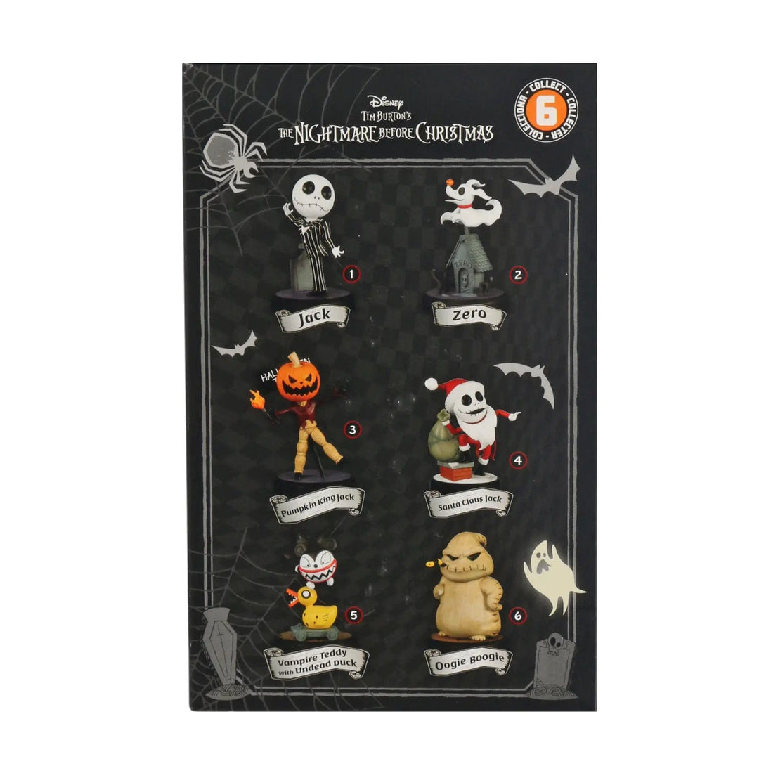 Side of the box of The Nightmare Before Christmas collectible figure showing all the characters