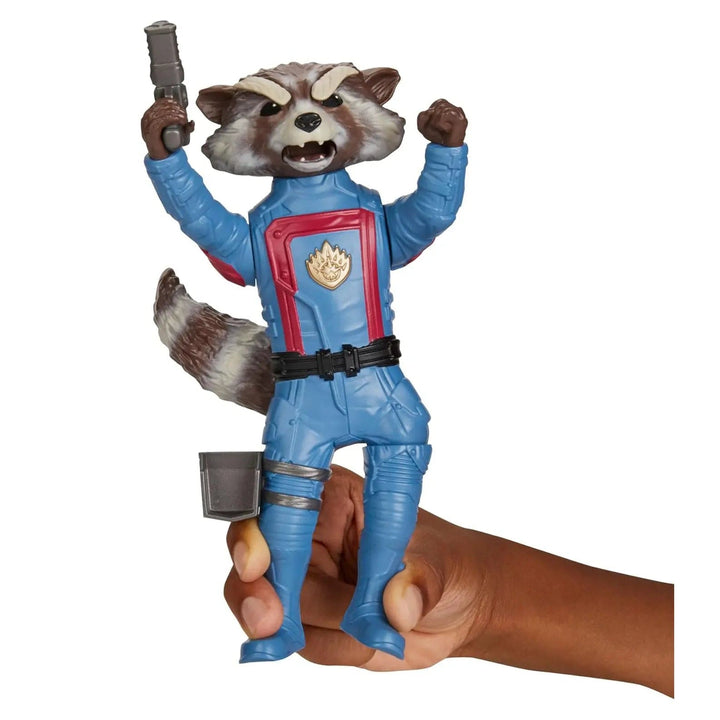 Hand squuezing Rocket figure to make the arms lift and change the face