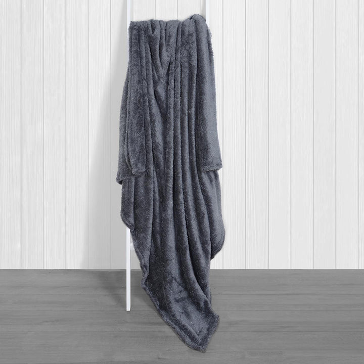 Shaggy Fleece Blanket With Lurex Sparkle Grey/White/Black Dark Grey / 130 x 155cm