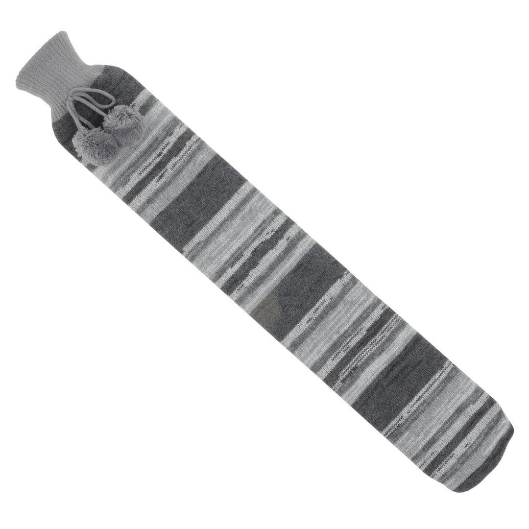 Country Club Thermotherapy 72cm Long Hot Water Bottle Grey Stripe Knit