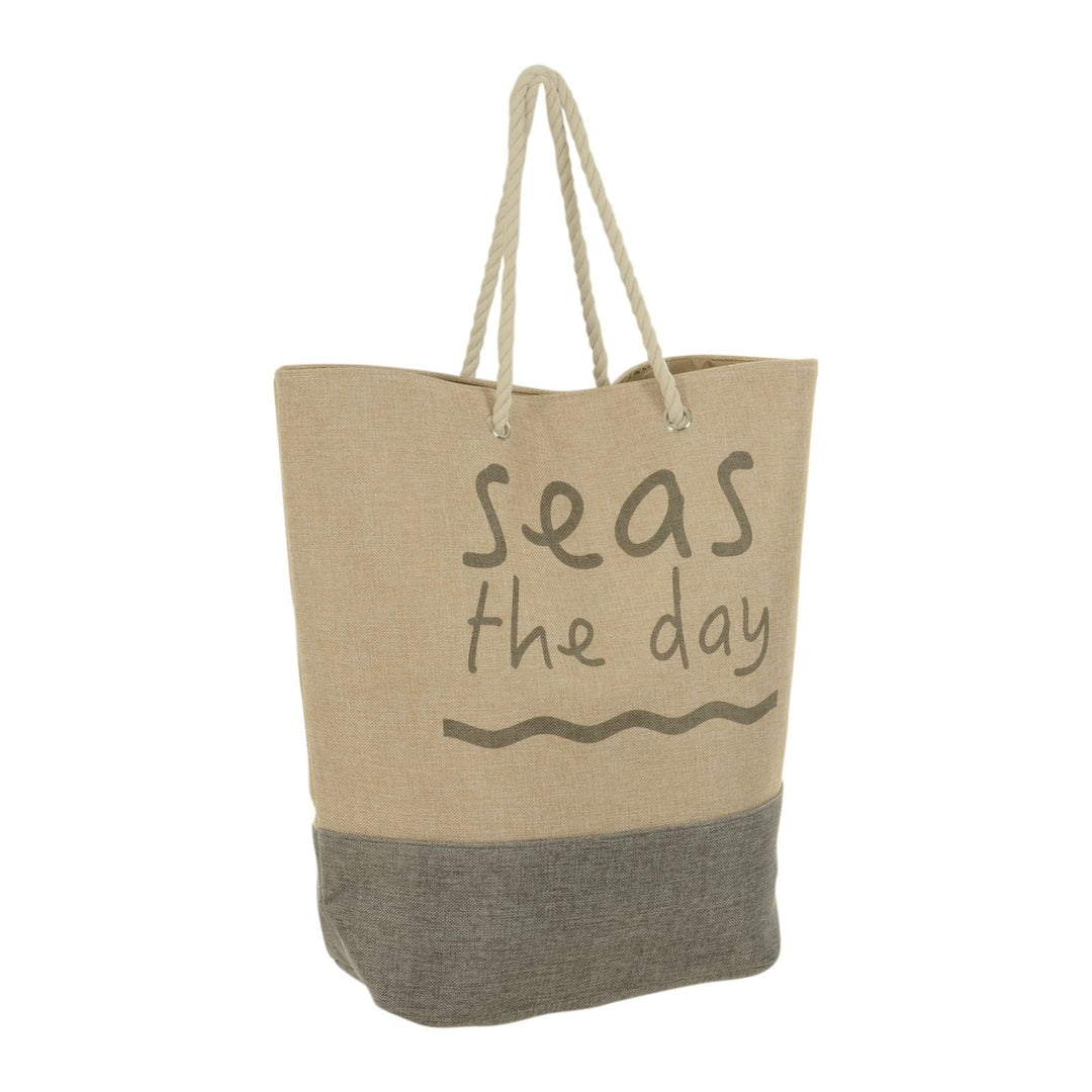 Womens XLarge Seas The Day Jute Beach Shopping Tote Holiday Bag Grey