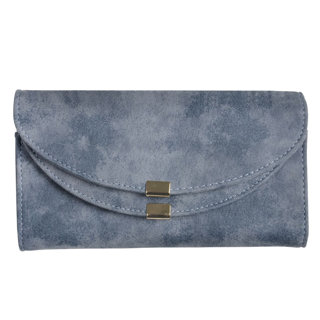 Womens Sophia Suedette Long Stud Purse - Natural Blue Pink Blue