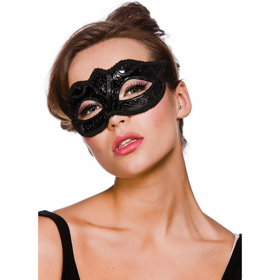 Verona Eyemask Carnival Ball Fancy Dress Halloween Mask Black Glitter