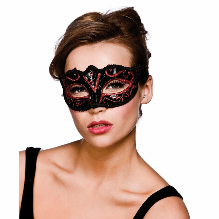 Verona Eyemask Carnival Ball Fancy Dress Halloween Mask Red Glitter