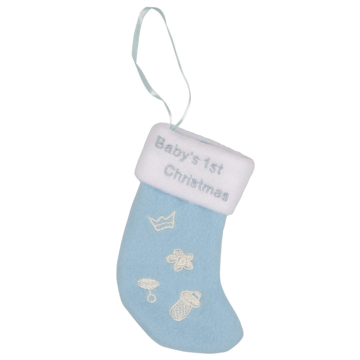 Baby's 1st Christmas Mini Stocking Hanging Tree Decoration Blue