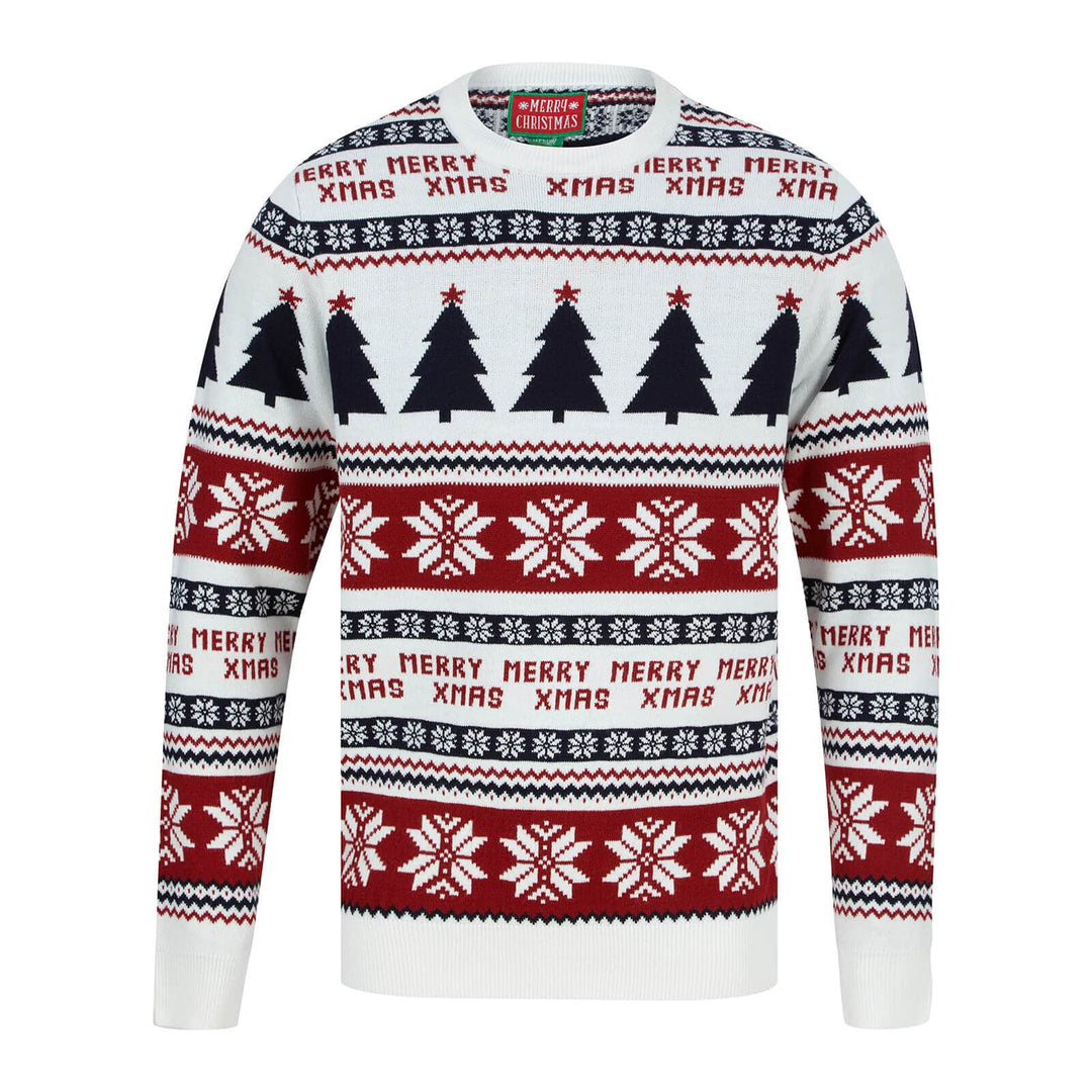 Mens Fair Isle Style Merry Xmas Christmas Jumper Ink / S