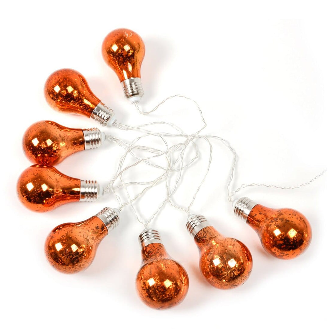 8 Bulb Shaped Bright LED Static Light String 175cm Orange