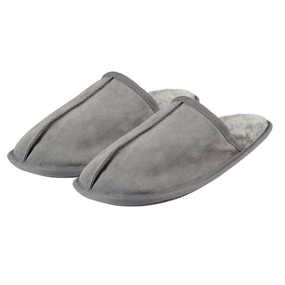 EGO Rocco Mens Suede Slip On Mule Slippers With Plush Lining Grey / UK 8