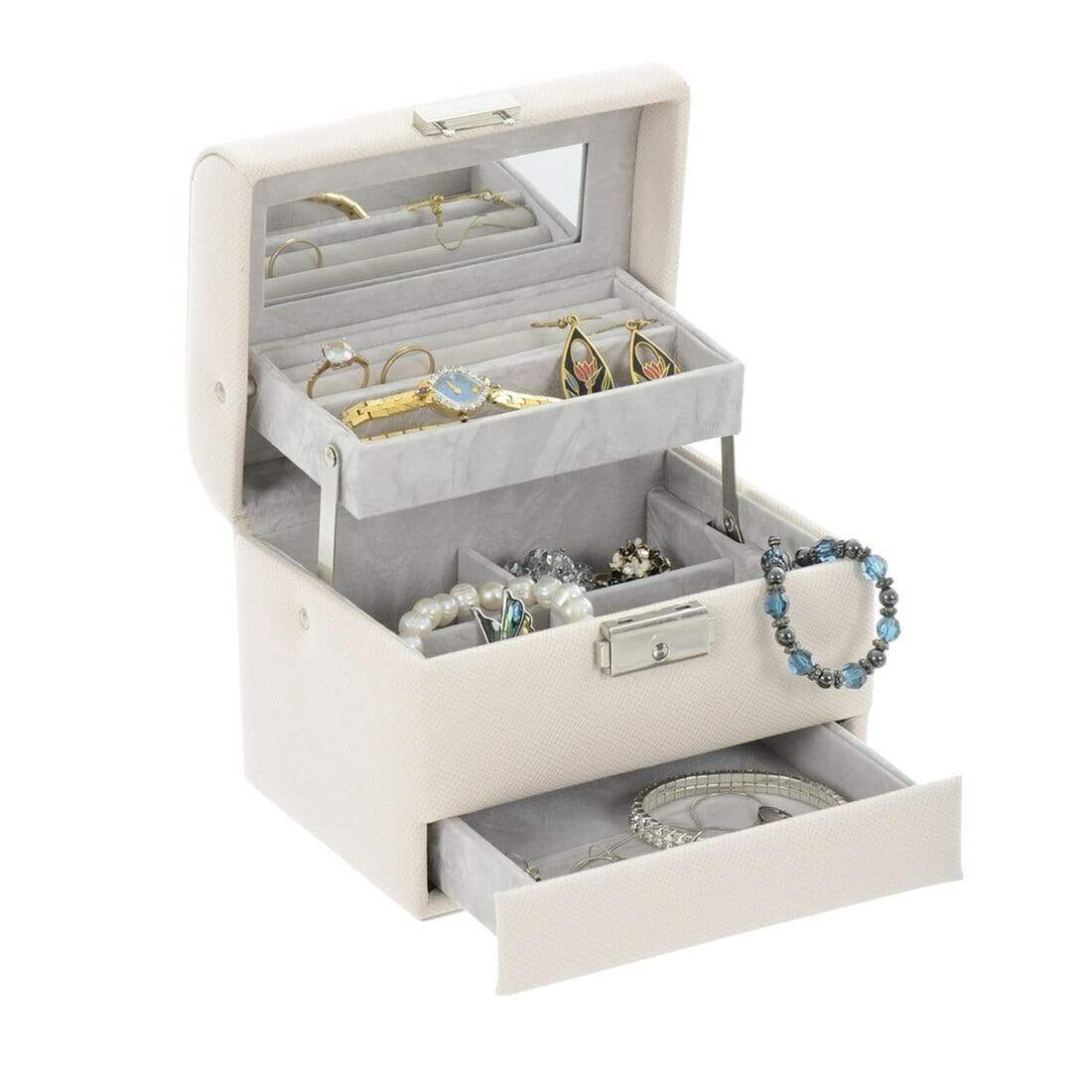 Lockable Faux Leather Jewellery Box With Three Drawers – XS-Stock.co.uk