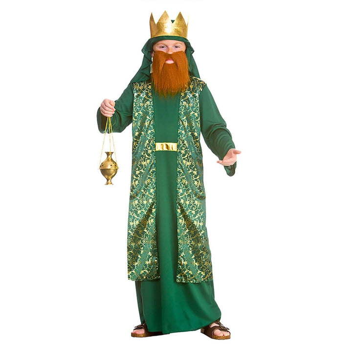 Kids Wise Man Costume Christmas Nativity Play Fancy Dress Green / L