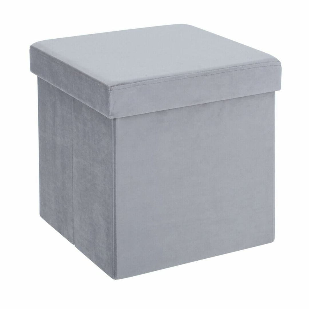 Hodge & Hodge Velvet Effect Storage Ottoman With Lid Light Grey