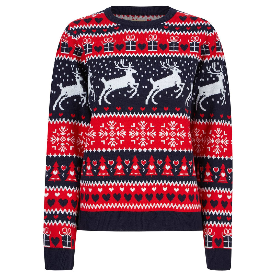 Womens Traditional Reindeer Christmas Jumper Ink / 10