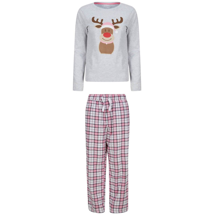 Kids Christmas Pyjama Set Rudolph Top Pink Red Grey/Pink / 4-5