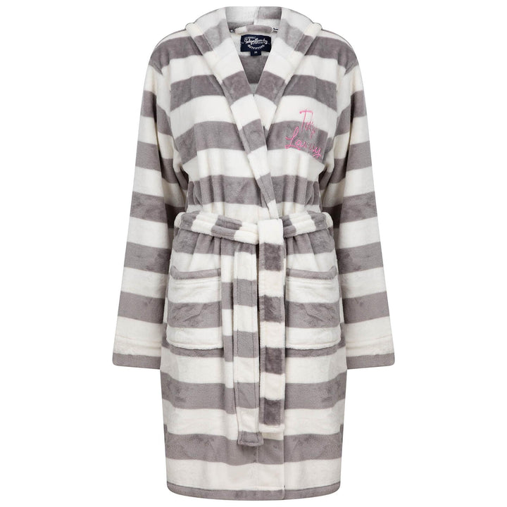 Womens Tokyo Laundry Dressing Gown Robe Grey/White Stripe S