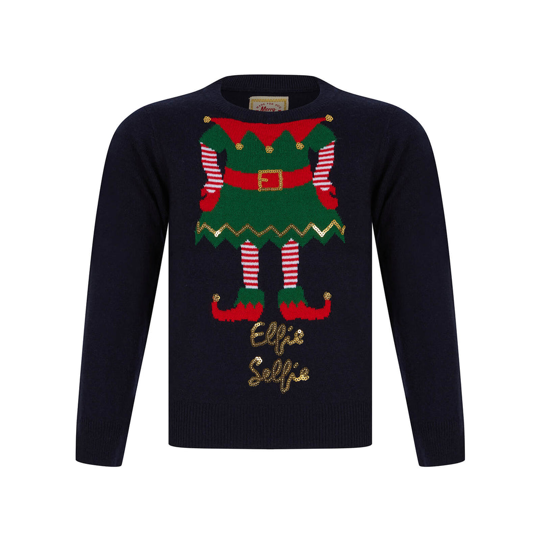 Kids Elfie Selfie Christmas Jumper Ink / 4-5 years