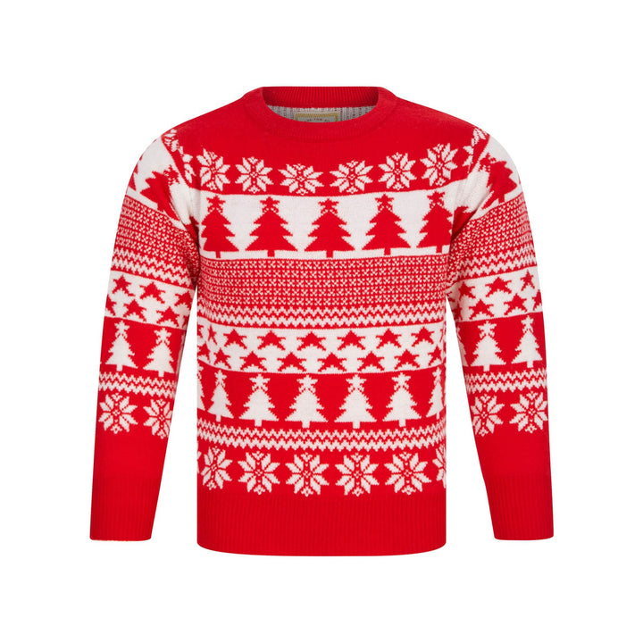 Kids Traditional Tree And Star Christmas Jumper Red / 4-5