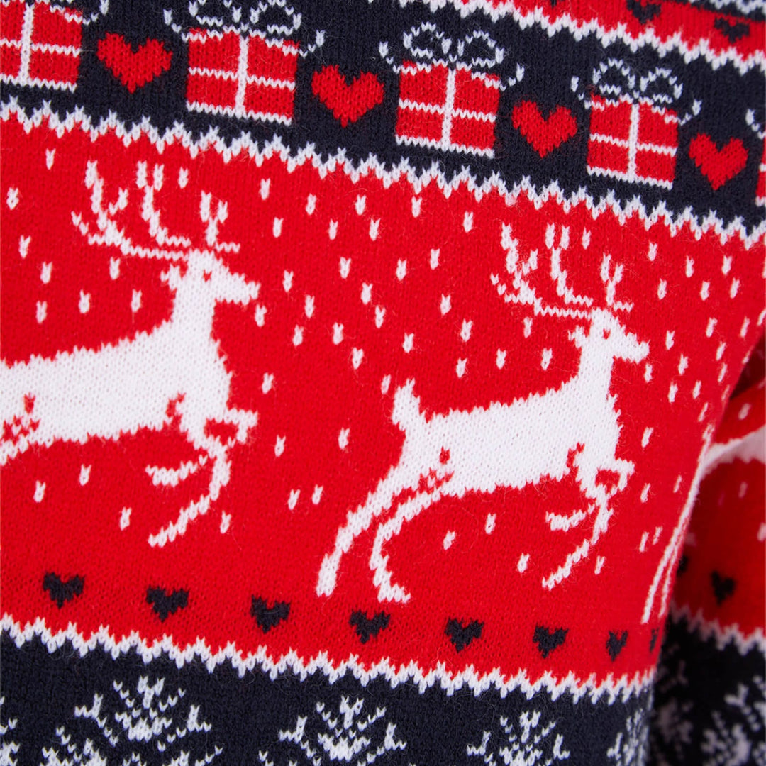 Kids Reindeer Traditional Pattern Christmas Jumper