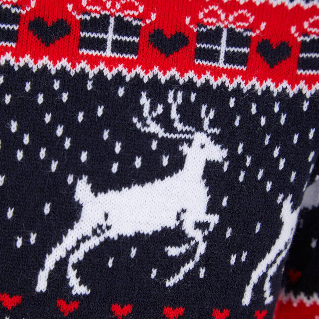 Kids Reindeer Traditional Pattern Christmas Jumper