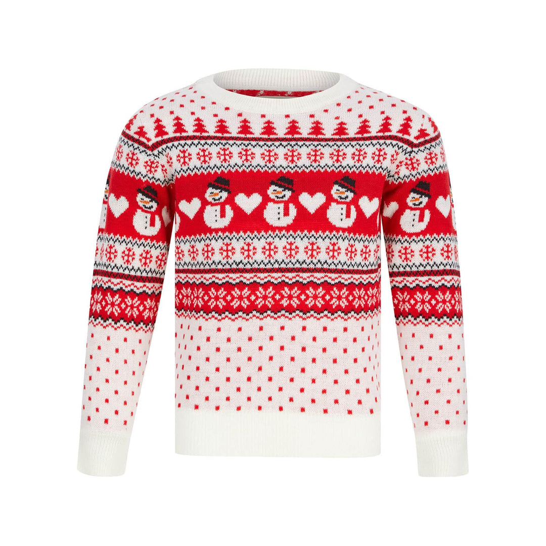 Kids Snowman Traditional Pattern Christmas Jumper Red / 4-5