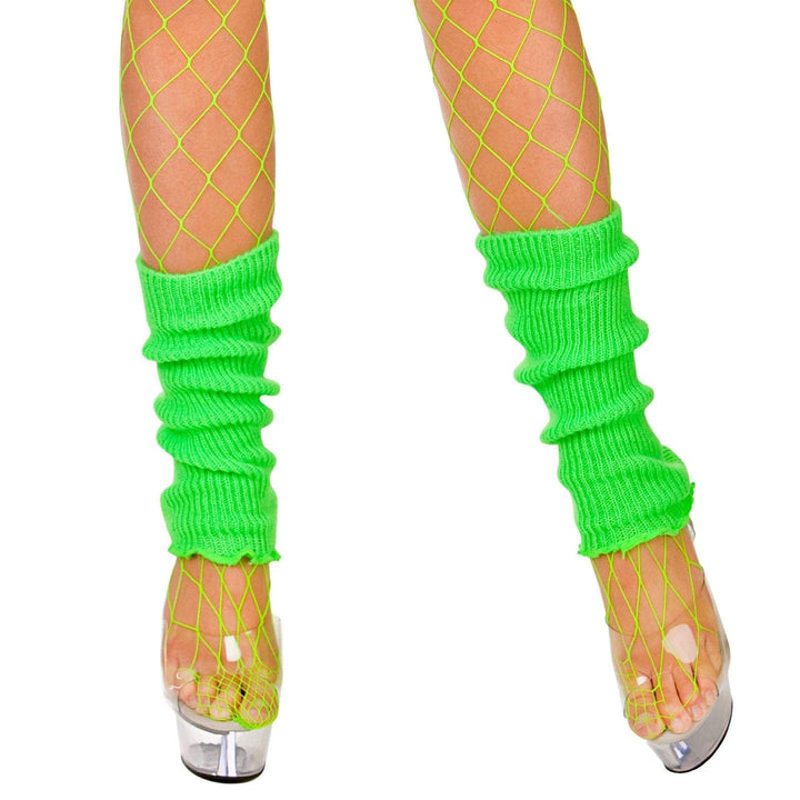 Womens 80's Neon Leg Warmers Fancy Dress Disco Dance Neon Green