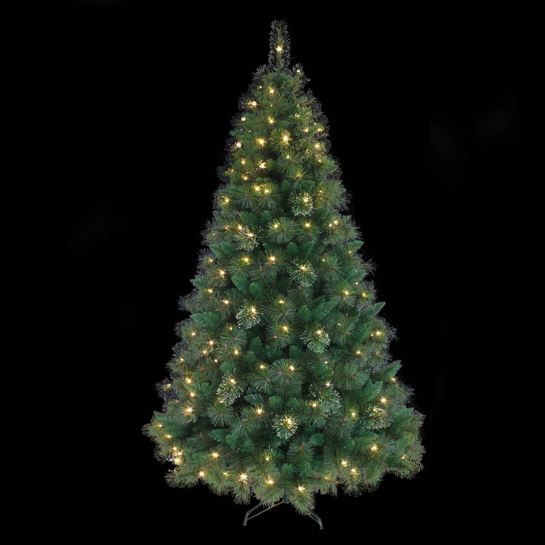 Pre-Lit Christmas Tree Warm White LEDs Green Mixed Pine 6ft/7ft 6ft