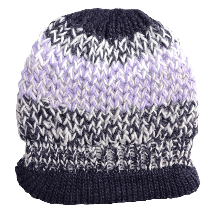 Womens Ontario Beanie Hat With Rib Soft Peak Blue Lilac Grey Lilac