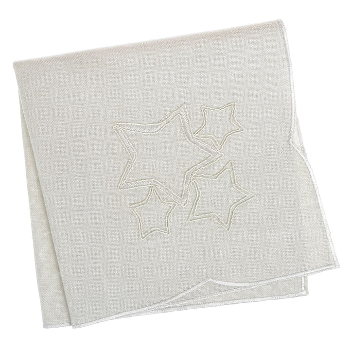 Silver Star Fabric Tablecloths / Napkins Xmas Decoration 4pk of Napkins