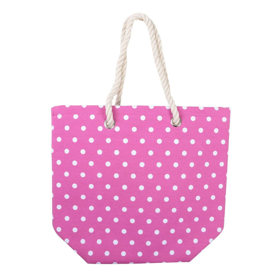 Womens Polka Dot Canvas Beach Shoulder Bag Shopping Tote