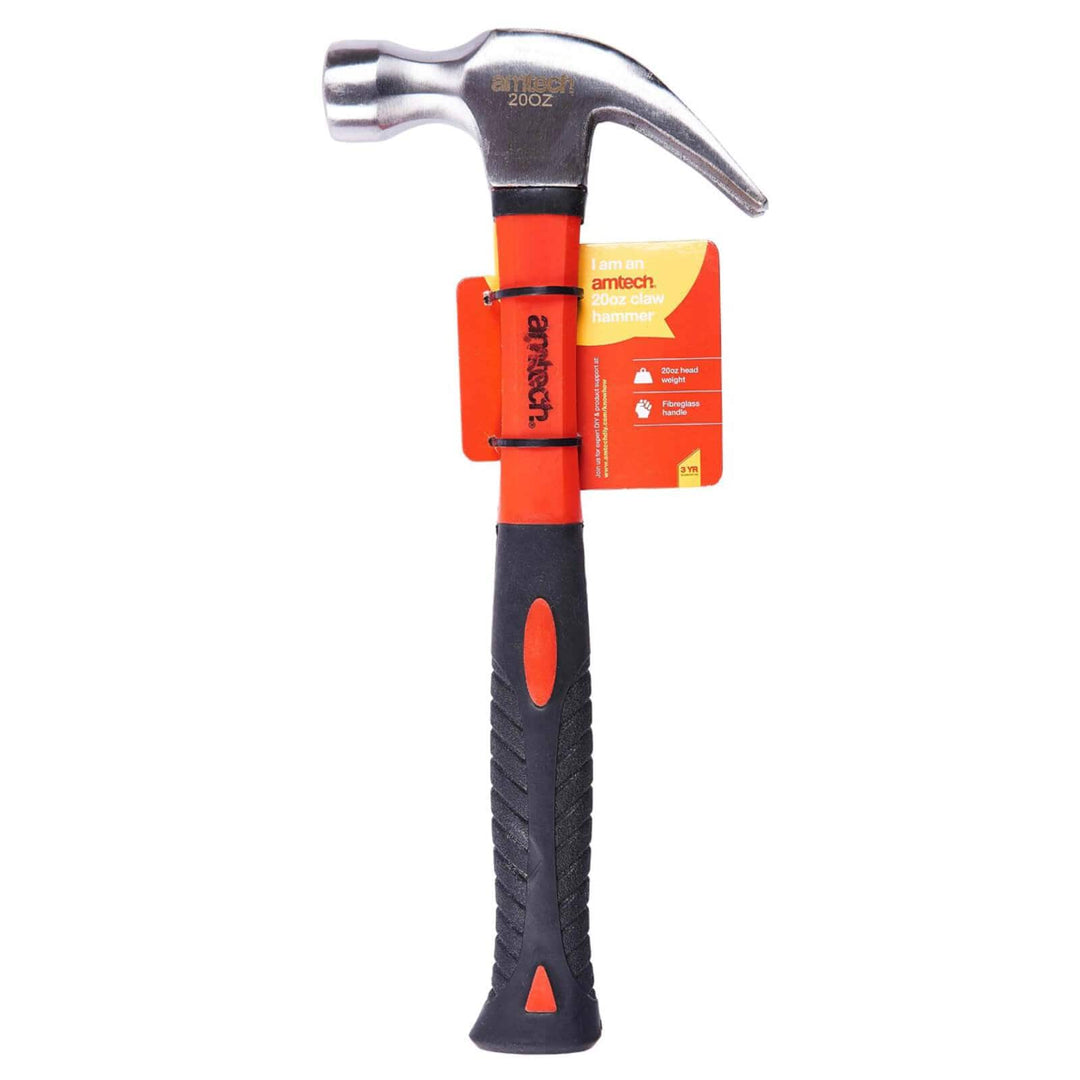 Amtech Fibreglass Shaft Claw Hammer 8oz 16oz 20oz 20oz