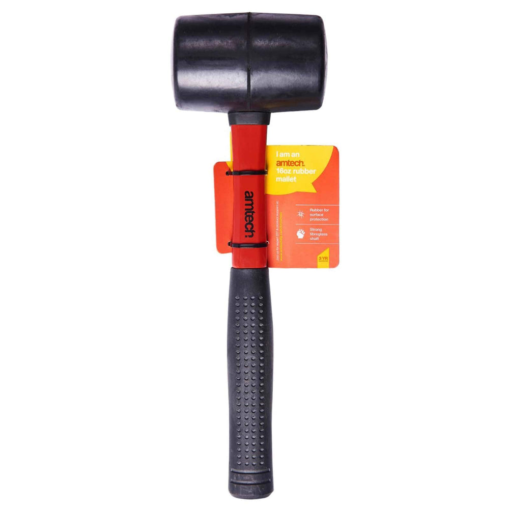 Amtech Black Rubber Mallet Fibreglass Shaft 16oz 32oz 16oz