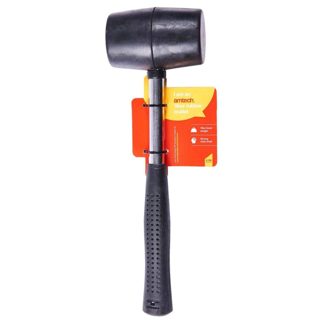 Amtech 16oz Steel Shaft Black Rubber Mallet