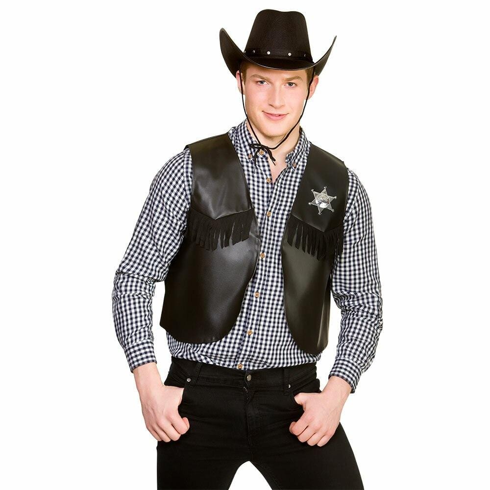 Cowboy Waistcoat Wild West Sheriff Rodeo Adults One Size