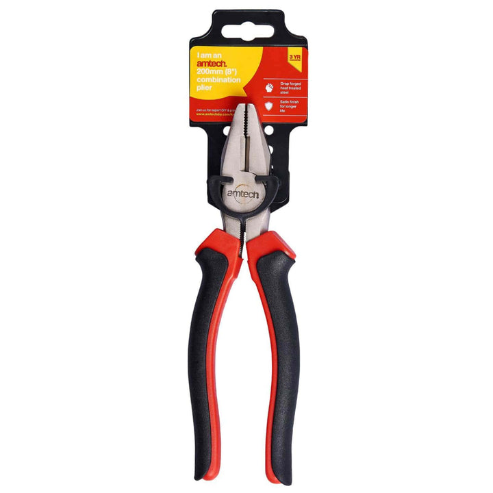 Amtech 8" Soft Grip Combination Pliers Satin Finish