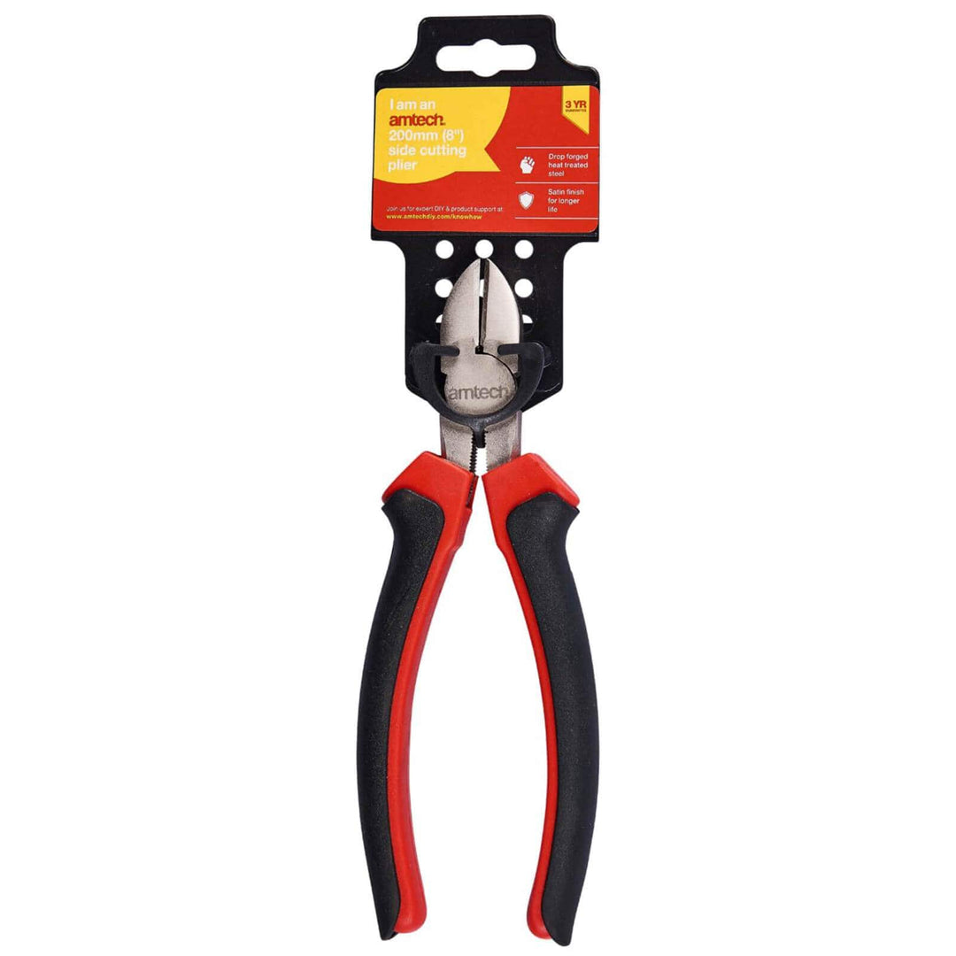 Amtech 8" Side Cutting Plier 2 Tone Grip Satin Finish