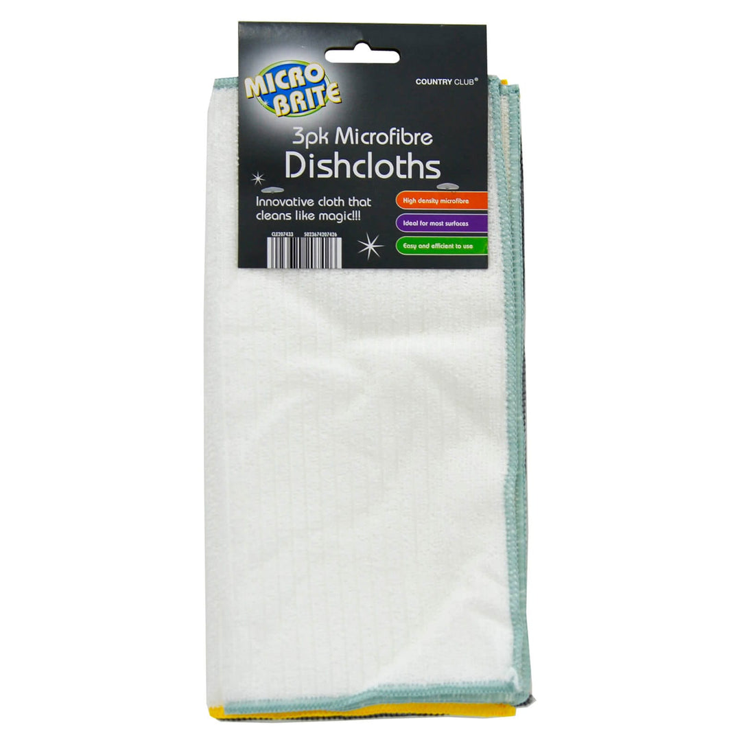 Pack of 3 Microfibre Dishcloths High Density Easy Cleaning 30cm