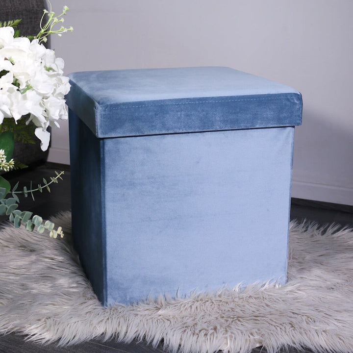 Hodge & Hodge Velvet Effect Storage Ottoman With Lid