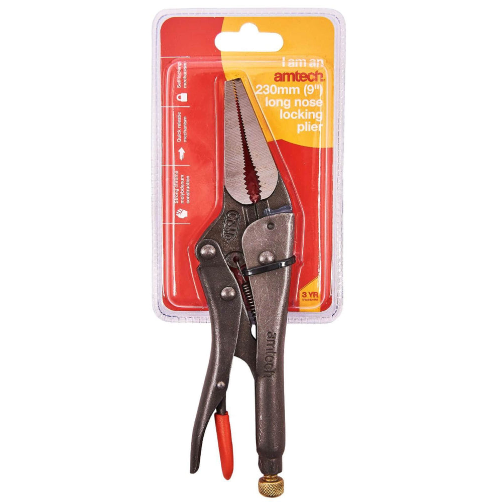 Amtech 9" Long Nose Locking Plier Quick Release