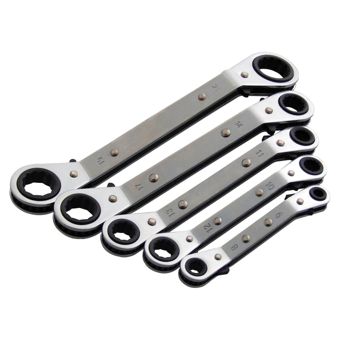 Amtech 5pc Offset Ring Ratchet Spanner Set Drop Chrome Plated