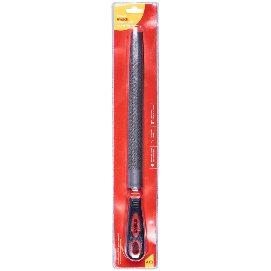 Amtech 250mm Half Round File Comfort Grip