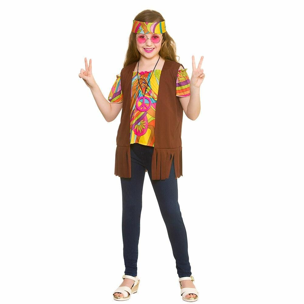 Cool Hippie Set Girls Fancy Dress Costume Peace Halloween M